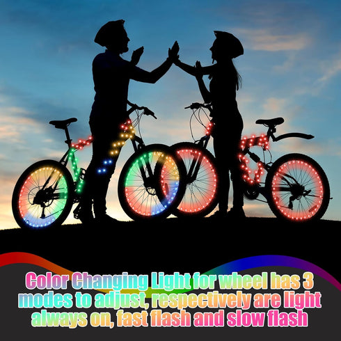 3 Woanger Pcs LED Bike Lights for Night Riding Bicycle Frame and Wheel Lights Battery Powered Bike Accessories Gifts
