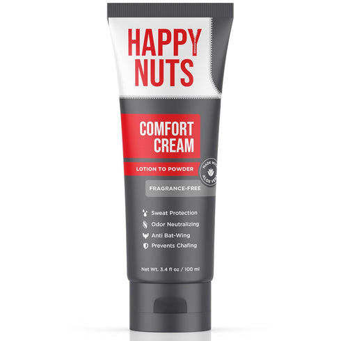 HAPPY NUTS Comfort Cream Deodorant For Men: Anti-Chafing Sweat Defense, Odor Control,