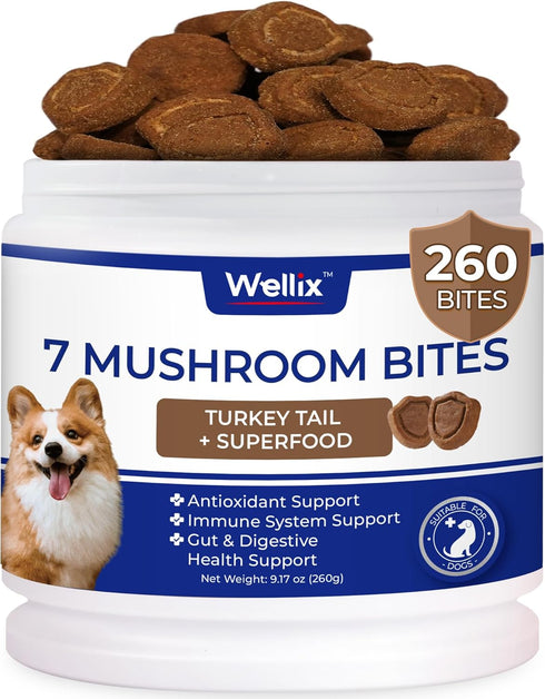 260 Bites Turkey Tail Mushroom for Dogs - Immune, Gut, Skin, Joint
