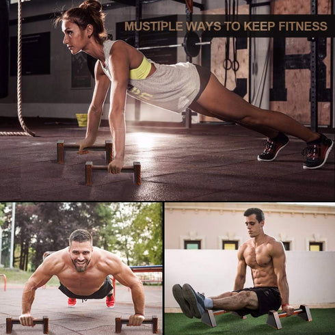 Push-up Stand, 2 PCS Wood Pushup Bars, Non-Slip Base Exercise Home Workout Equipment, 30CM Wooden Parallettes