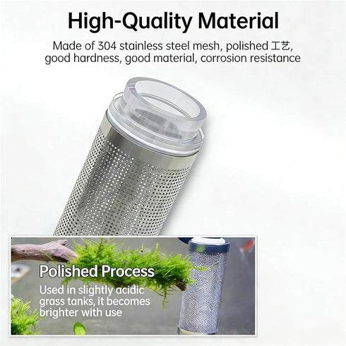 baoauh 10pcs 16) Aquarium Stainless Steel Mesh Filter Guard Stainless Steel Shrimp Tank Filter Inlet Protector Mesh