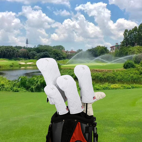 Golf Head Covers for Driver Fairway #3#5 Hybrid, USA Flag for Club Men Women, (Black or White)
