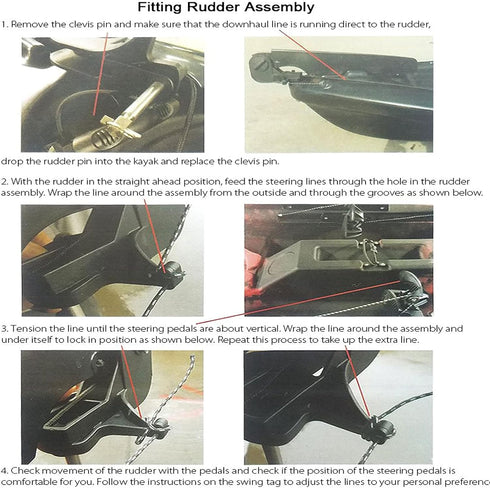 Kayak Rudder, Fishing Watercraft Canoe Boat Rudder, Replacement Parts with Control Line Kit