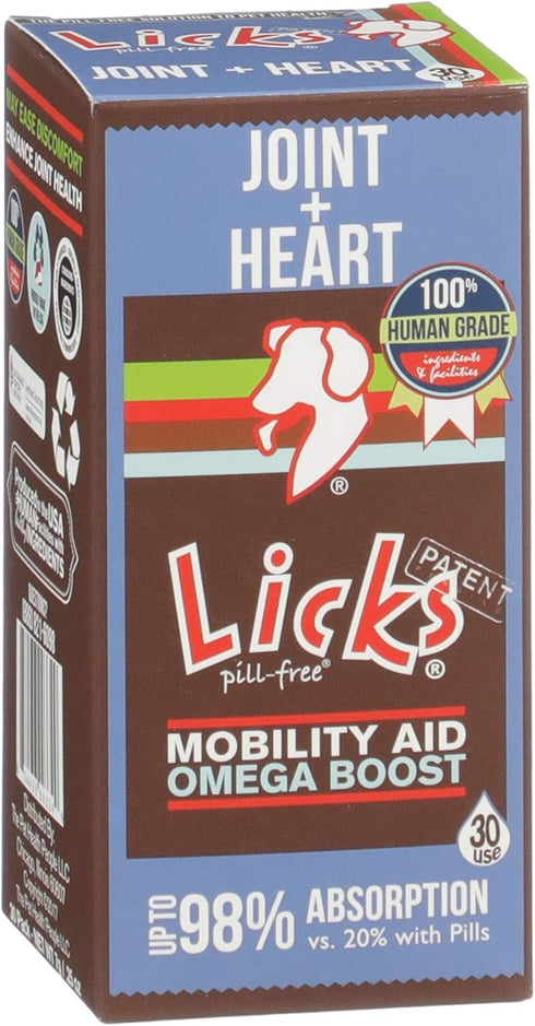 Licks Pill-Free Dog Joint and Heart Supplement - Glucosamine & Omega 3 Fish Oil - 30 Use