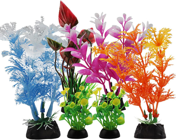 6pcs Aquarium Decorations Plants - Colorful Mini Fish Tank Accessories, Plastic Decoration for Aquariums