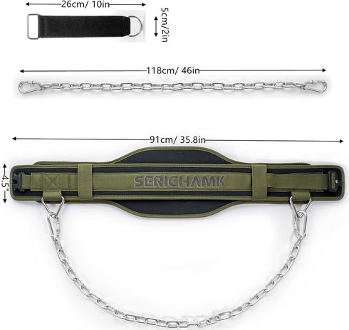 Weighted Dip Belt for Weight Lifting, 46" Chain and Loading Straps for Pull Up and Squat