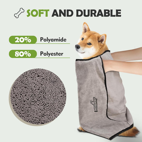Microfiber Dog Towels Set, 2 Pack Quick Dry Large Dog Towel for Drying Dogs, Super Soft Pet Bath Towels (24 * 40 inch,