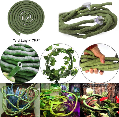 Hamiledyi 9.8FT Lizard Climbing Jungle Vines, Bendable Artificial Branch Reptile Tank Habitat Decor for Bearded Dragon,