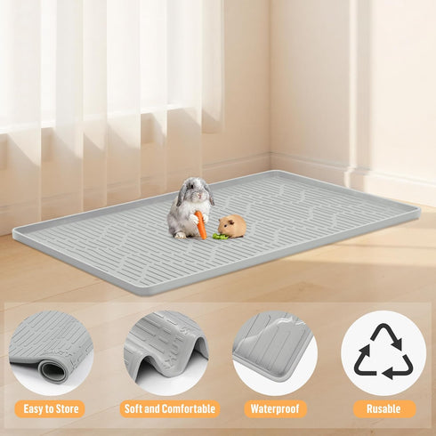 46 x32 Silicone Pet Cage Liner Mat, Small Animals Floor Bed Mat Washable & Reusable Rabbit Playpen Mat, Pet Training
