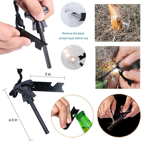 XUANLAN Emergency Survival Kit, Outdoor Gear Tool with Bracelet, Fire Starter, Whistle, Water Bottle Clip