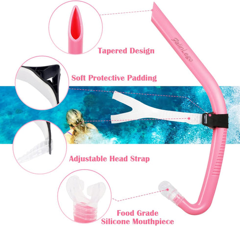 Swim Snorkel for Lap Swimming, Front Mounted Training Gear with Comfortable Head Pads and Silicone Mouthpiece