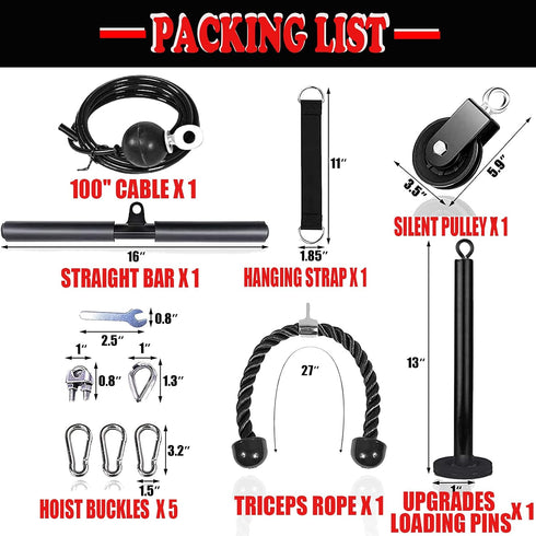 Upgraded Cable Pulley System - DIY LAT and Lift Weight Pulley Machine Attachment for Home Gym