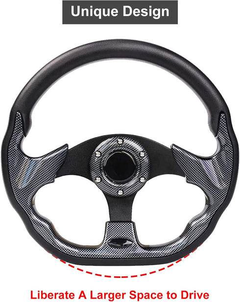 MOSNAI Golf Cart Steering Wheel or Adapter - Fits Club Car EZGO Yamaha, Universal D Shape Design