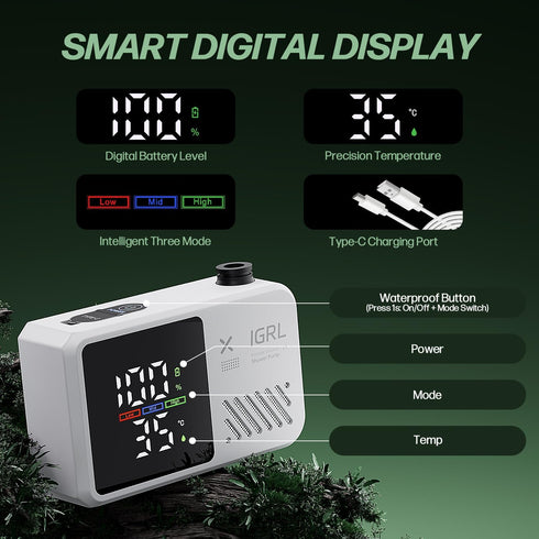 10L/Min 4 IPX8 7800mAh IGRL Portable Shower for Camping, Powerful Water Flow, Rechargeable Shower Pump with Bath