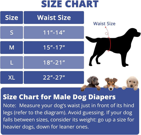 (5 Pack, Paw Legend Washable Dogs Diapers Male Dog Belly Bands for Male Dogs Diapers Reusable Puppy & Doggie Diapers