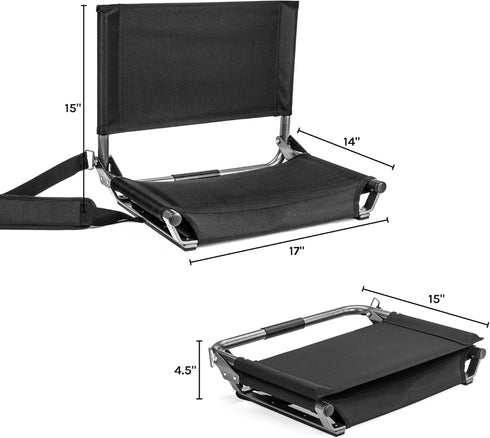 17" Cascade Mountain Tech Stadium Seat - Lightweight, Portable Folding Chair for Bleachers and Benches - Navy