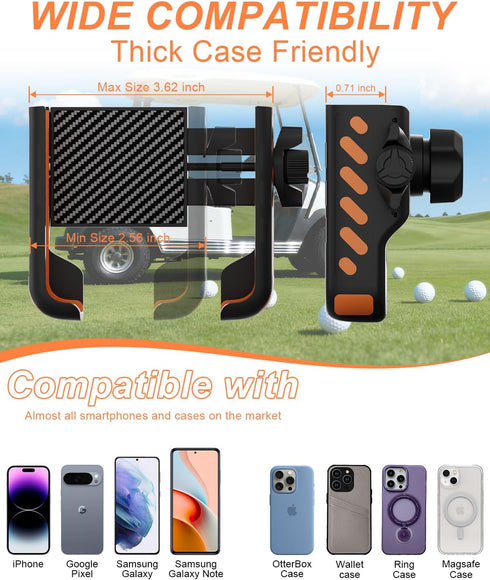 WLLNEE Magnet/360 Rotatable/1s Magnetic Golf Cart Phone Holder Mount Compatible with iPhone/Galaxy/Google Pixel, Fits