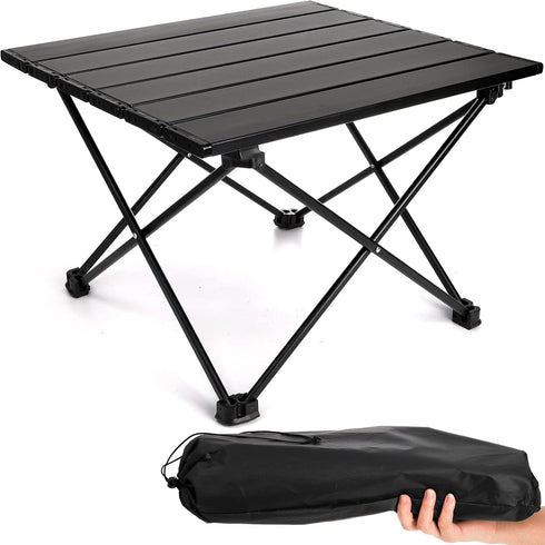 SOUJOY Camping Side Table, Portable Folding Beach Table, Small Aluminum Picnic Backpacking