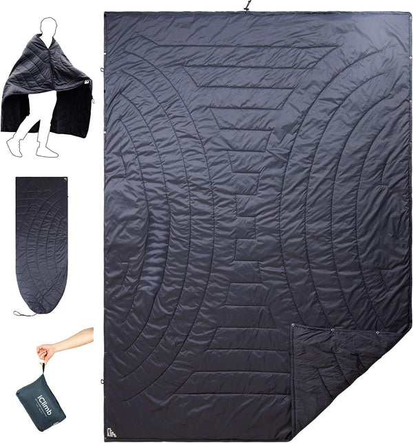 iClimb 3M Thinsulate Insulation Warm Camping Blanket, Ultralight Compact (Dark Grey)