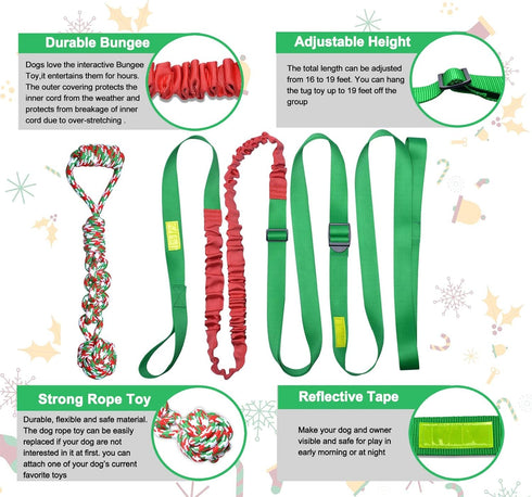 LOOBANI Outdoor Bungee Tug Toy, Hanging from Tree for Small to Large Dogs, Interactive Exercise Play Rope