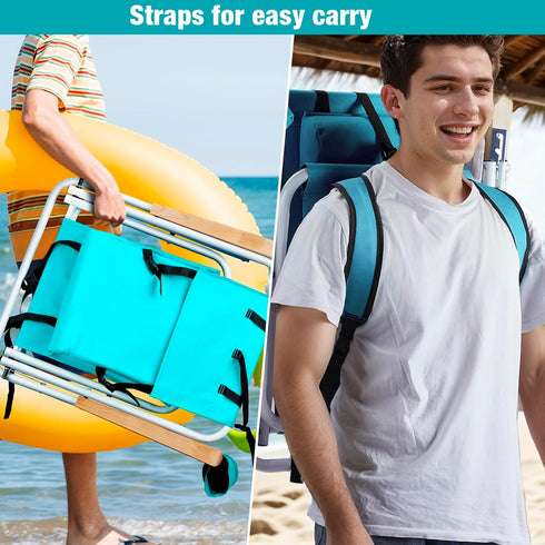 Volowoo Backpack Chair,4 Backpack Beach Chairs for Adults,Folding Beach Chair, Folding Heavy Duty Camping Position