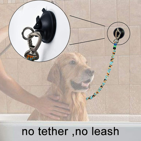 YYST Suction Cup Hook Cleat for Pet Dog & Cat - Bathtub, Shower & Bathing Grooming Tether, No Leash