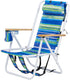 HEPMIMZHU Folding Beach Chair, Foldable Camping Chair with Headrest Cup Holder and Wooden Armrests