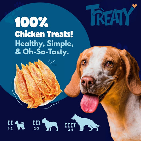 16 oz Treaty Chicken Jerky Dog Treats Limited One Ingredient Natural Dried Chicken Breast Healthy High Protein Dog