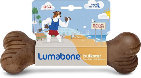 Bulkster Durable Chew Toy for Aggressive Chewers, Large, Real Bacon, Made in USA