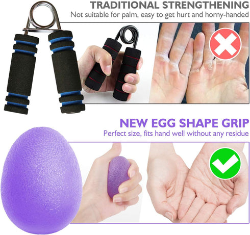 Peradix Hand Grip Strength Trainer, Set of 3 Stress Relief Balls for Adults and Kids, Finger Resistance Exercise Tools