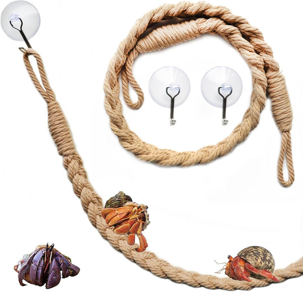 2 Pack 25.6" Hanging Hermit Crab Rope Ladder, Climbing Toys, Reptile Vines for Tank Terrarium Habitat Decor