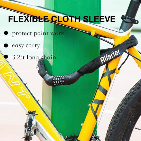 Heavy Duty Bike Lock Chain, 5 Digit Combination Anti-Theft Security Lock, 3.2 Feet Long for Bicycle and Scooter