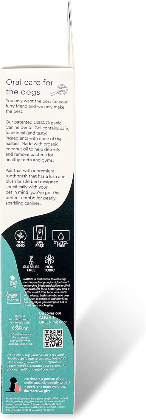RADIUS USDA Organic Dental Solutions Puppy Kit - 1 Unit with Dog Toothbrush & Non Toxic Toothpaste