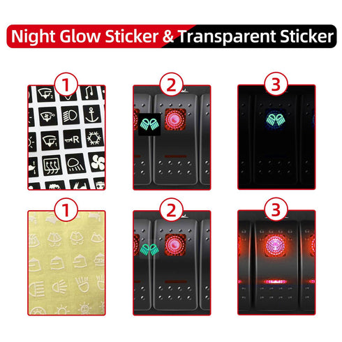 FXC Rocker Switch Aluminum Panel, 4 Gang Toggle Switches Dash, 5 Pin ON/OFF, 2 LED Backlit for Boat Car Marine Red