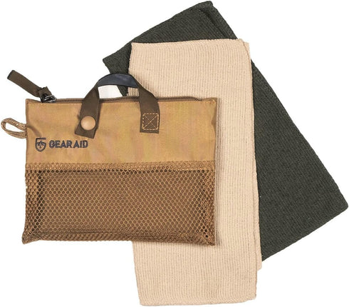 10"x10", GEAR AID Micro-Terry Washcloth Kit for Travel, Two Cloths OD Green & Sand