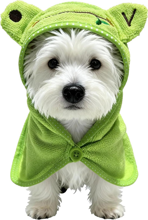 IOICYBF Dog Hooded Bathrobe Towel, Fast Drying Bath Towel Absorbent Warm Blanket Green