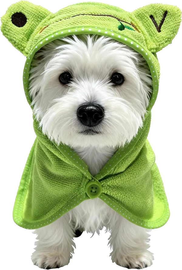 IOICYBF Dog Hooded Bathrobe Towel, Fast Drying Bath Towel Absorbent Warm Blanket Green