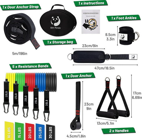Slim Panda Door Anchor Strap for Resistance Bands, Portable Door Gym Attachment for Home Fitness