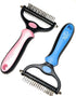 MT&L Undercoat Rake Dogs Cats Deshedding Brush Dematting Comb Double Sided Professional Skin Friendly Pet Grooming Brush - Extra Wide - No More Tangles Mats (2 pack of blue)
