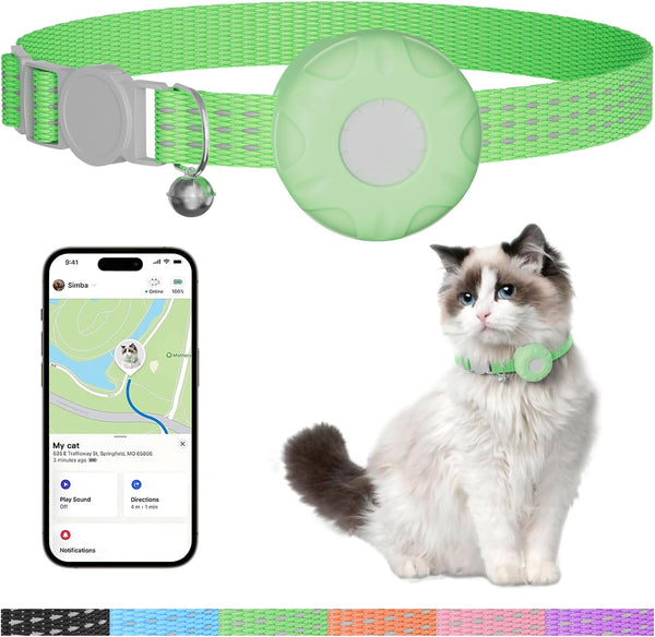 Cat Tracker,No Monthly Fee GPS Trackers for Cats,Pet Tracker Work with Apple