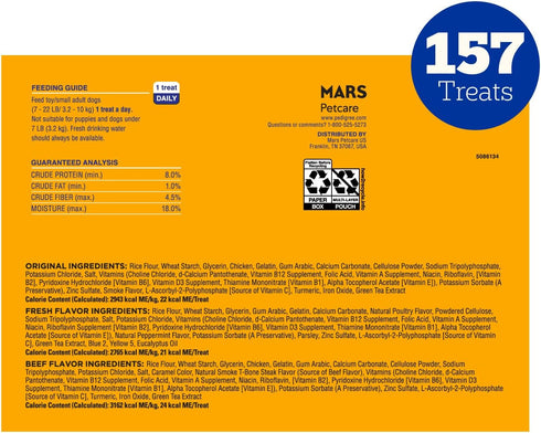 2.36 lb. Pack (157 Pedigree Dentastix Dental Chews for Dogs, Small and Toy Breed Dog Treats, Original, Beef & Fresh
