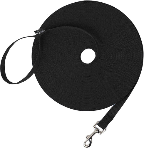 Hi Kiss Dog/Puppy Agility Lead Leash - 15ft, 20ft, 30ft, 50ft, 100ft, Black for Training & Play