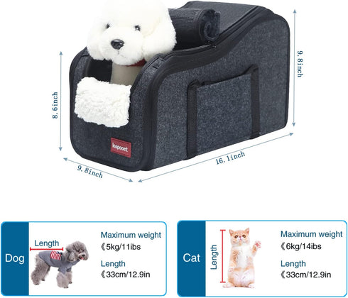 Dog Car Seat Center Console - Portable Booster Seat for Small Pets, Fully Detachable and Washable