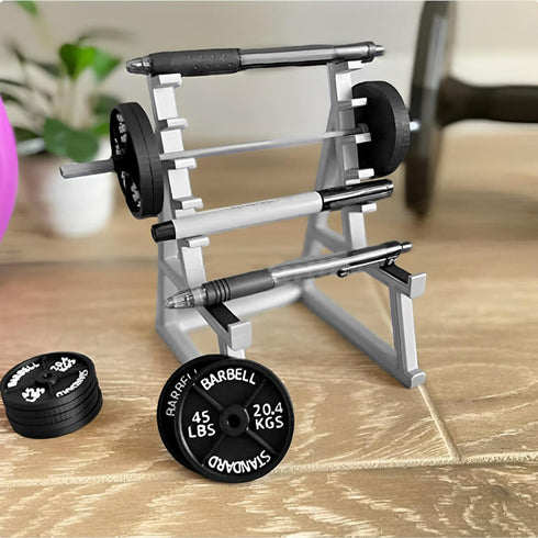 EKDJKK Squat Rack Pen Holder, Modern A-Frame Style, Gray Plastic, Fun Desk