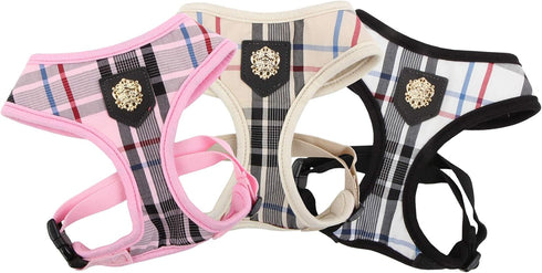 Puppia Junior Over-The-Head Dog Harness, Checkered Pattern, No Choke, Adjustable Chest Belt for Small & Medium Dogs,