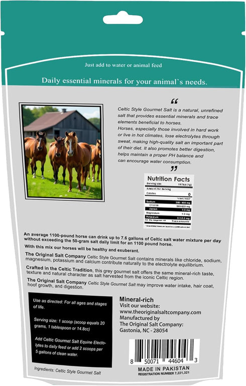 1 lb Celtic Tradition Equine Electrolytes Natural Mineral Salt Supplement for Horses | Replenishes Electrolytes