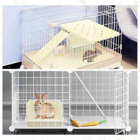 12Pcs Rabbit Litter Box for Cage, Bunny Potty Trainer Corner Guinea Pig Plastic Square Grate Toilet Pet Bedding Litter