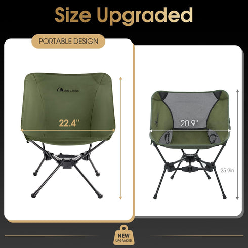 Backpacking 330 lbs MOON LENCE Portable Camping Chair, Lightweight Folding Hiking Chair, Plus Size Compact Yet, Support