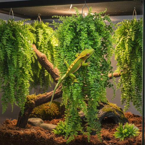 (4 Pack) PINVNBY Reptile Plants Hanging Fake Vines Boston Climbing Terrarium Plant with Suction Cup for Bearded Dragons