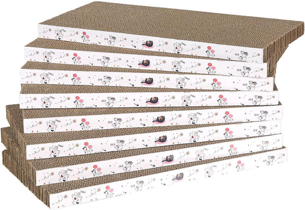 8 Packs in 1 Cat Scratch Pad, Reversible Durable Cardboard Cat Scratcher, Premium Scratch for Cats to Rest and Play